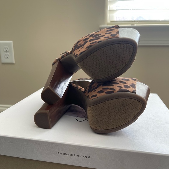 Jessica Simpson Leopard Print Platform Sandals - Brown/Black - Picture 4 of 4